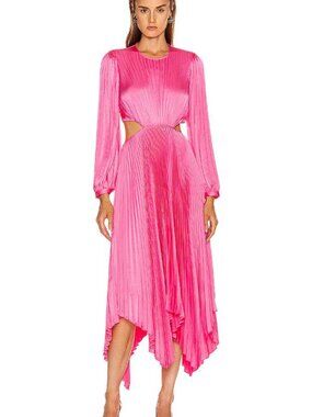 A.L.C. Women's Naples Pleated Cutout Handkerchief Dress Size 6 In Grapefruit